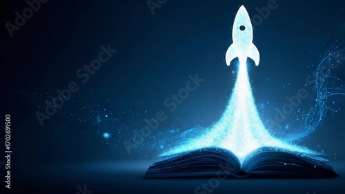 Rocket launching from open book