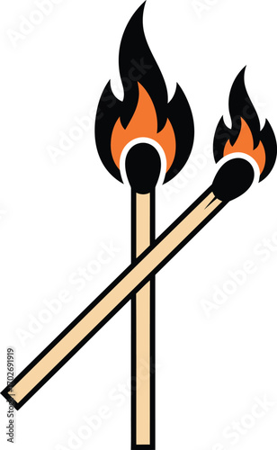 match stick with fire vector icon