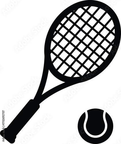 tennis racket with ball vector icon