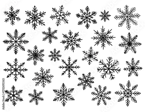 Black and white snowflakes
