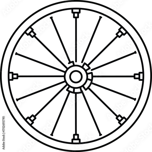 outline bicycle rim vector icon