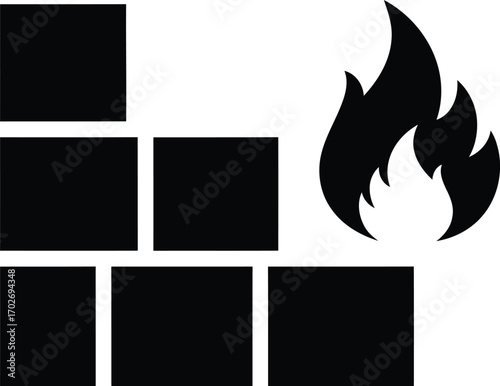 Vector fireproof wall vector icon Design