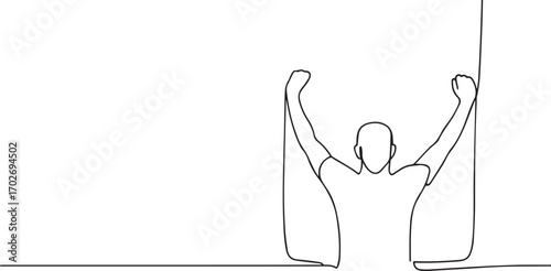 man stretching arm one continuous line art, Vector illustration, One line art, Line art graphic style