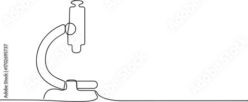 laboratory microscope one continuous line art, Vector illustration, One line art, Line art graphic style