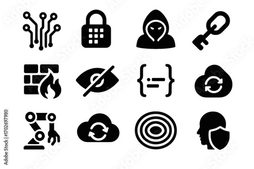 Ai cyber mode icon fragment vector tattoo circuit mark symbol key