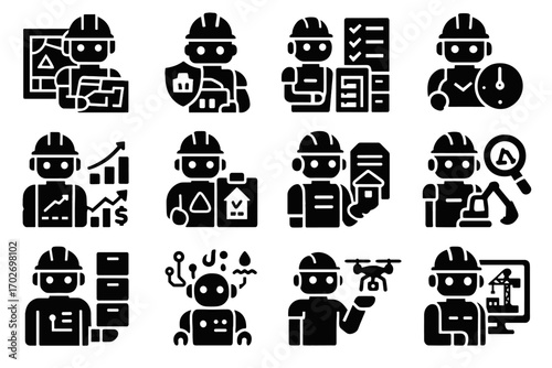 Checker prediction vector planning remote icons optimizer icon automated construction inventory tracker