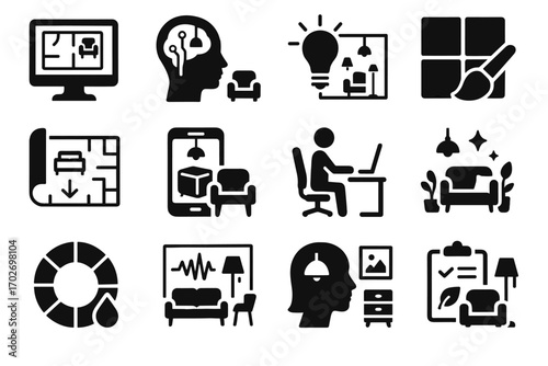 Tool ai furnishing optimization assessment interior vector preview layout simulator icons staging