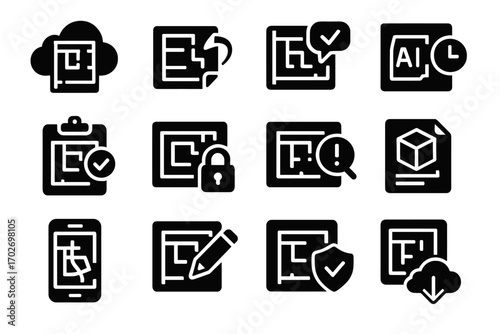 Markup icon platform plan version digital history icons detection approval blueprint secure