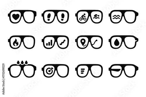Strap reminder glasses tracker monitor goals vector icon progress stats smart bar
