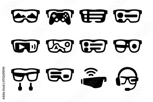 Integration score haptic adapter smart gaming mode glasses controller leaderboard vector icon