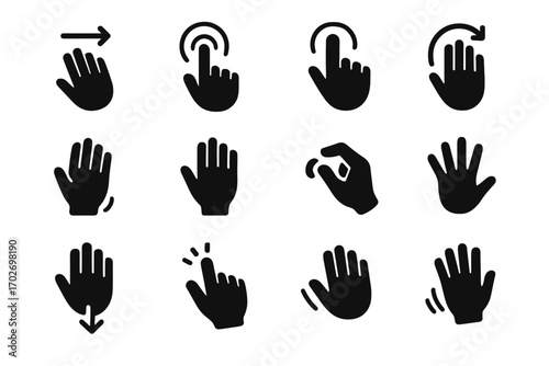 Gesture right vector palm wave finger hand icon icons air rotate touchless