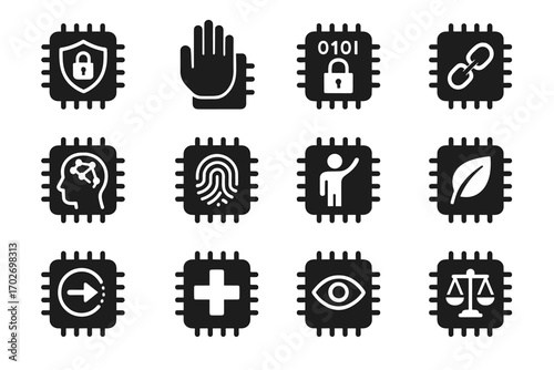 Vector removal medical implant secure icon ethical consent icons compliance chip