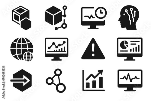 Icons interface overlay monitor sensor digital ai vector simulation virtual icon decision