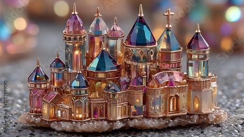Stunning miniature castle with sparkling jewel details high resolution picture