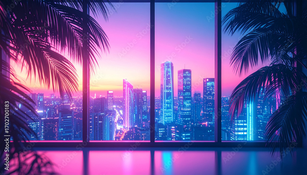 Fototapeta premium Palm Frond Overlapping Shadows Abstract Minimal Background. Sukkot concept. Generated Image