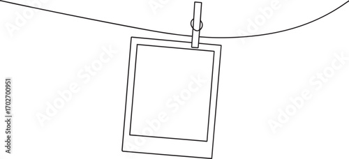 photo frame one continuous line art, Vector illustration, One line art, Line art graphic style