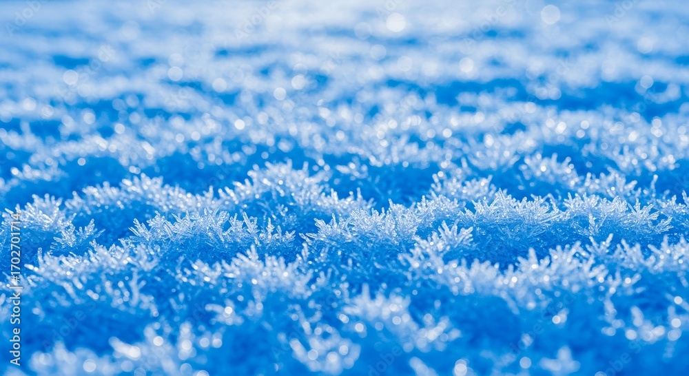Obraz premium Frost crystals macro photography in blue tones on textured background