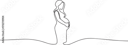 pregnant women one continuous line art, Vector illustration, One line art, Line art graphic style