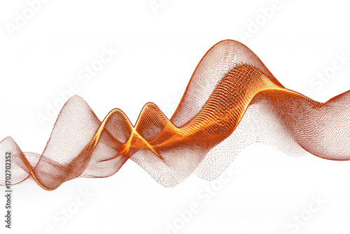 Abstract orange music wave form shape transparent PNG isolated background. Electronic rhythm frequency