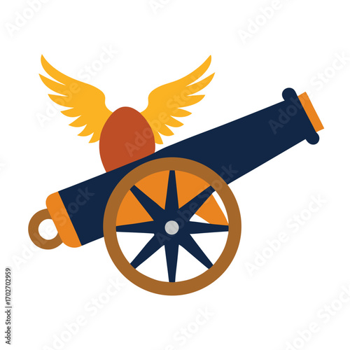 Cannon with a flying egg symbol
