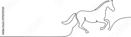 running horse and jaguar one continuous line art, Vector illustration, One line art, Line art graphic style
