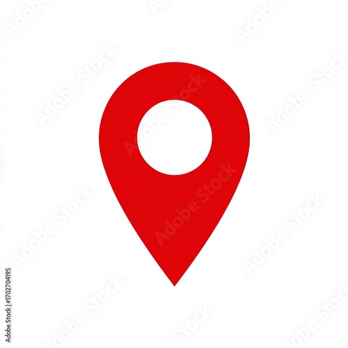 a red location pin icon, simple flat design, white background, minimalist style, vector illustration, graphic design elements, professional logo design, professional graphics, high resolution, high de