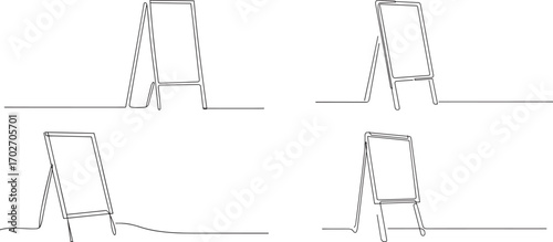 Set of Drawing stand one continuous line art, Vector illustration, One line art, Line art graphic style