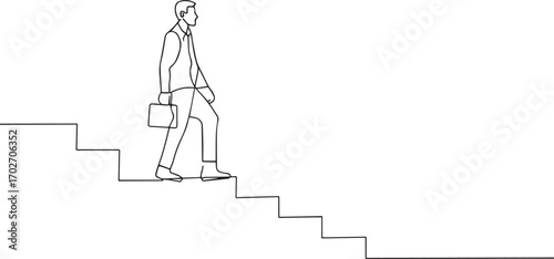 people on stairs going up one continuous line art, Vector illustration, One line art, Line art graphic style