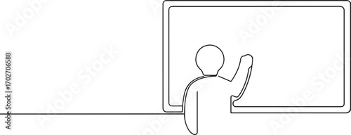 teacher teaching one continuous line art, Vector illustration, One line art, Line art graphic style