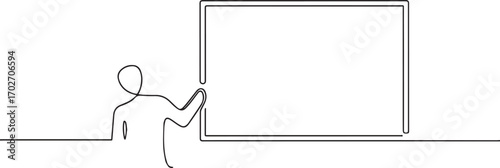 teacher teaching one continuous line art, Vector illustration, One line art, Line art graphic style