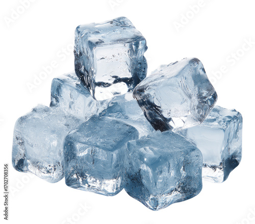 A cluster of clear, square ice cubes