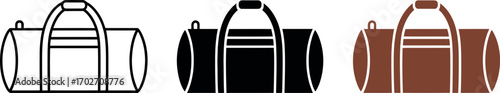 Simple and Minimalist Black and White Icon of a Duffle Bag