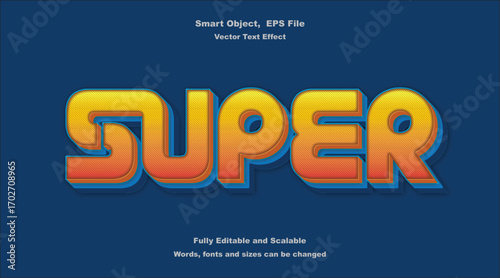 Super Text Effect 3D Type Vector Typography Design.