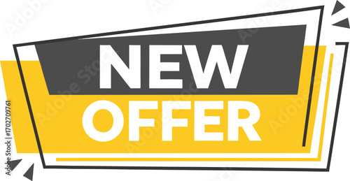 Vector art of new offer text on a yellow and grey banner