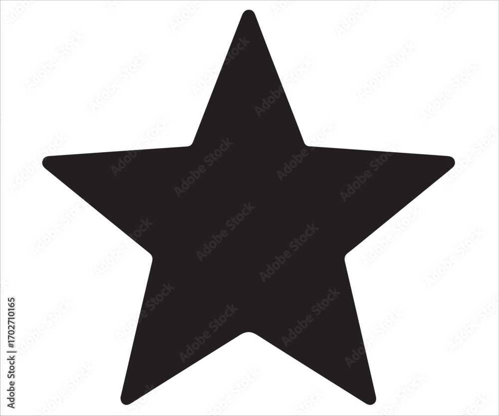 Fototapeta premium Five pointed star silhouette isolated on white, symbol of excellence and success