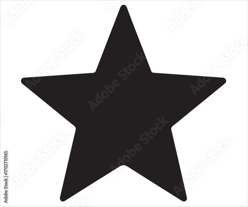 Five pointed star silhouette isolated on white, symbol of excellence and success