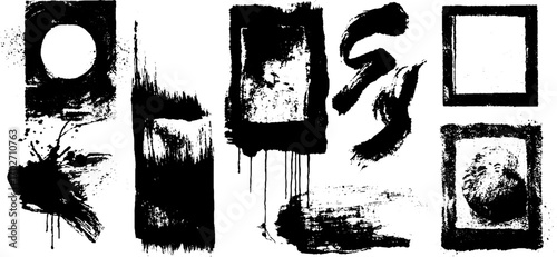 Black ink silhouette collection in polaroid aesthetics for creative design