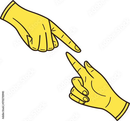 Vector art of two yellow hands pointing at each other