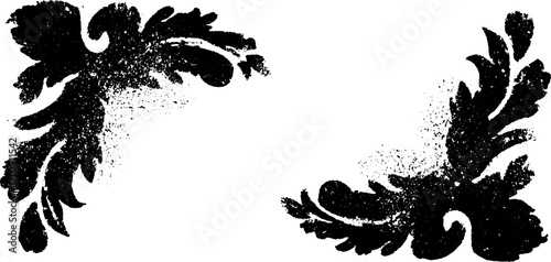 Vintage black ink silhouette retro borders for elegant design projects