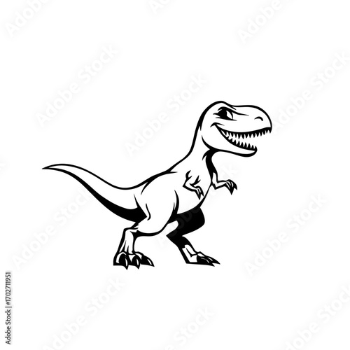 Allosaurus. Allosaurus simple black and white line art vector logo