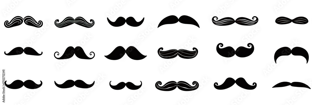 Fototapeta premium Abstract pattern of various mustache shapes