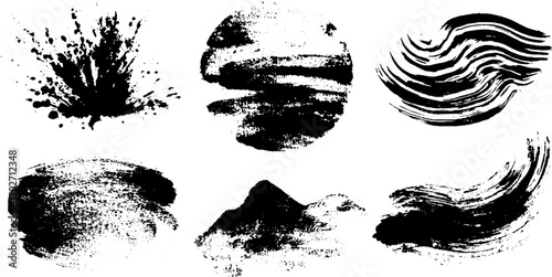 Artistic black ink silhouette collection featuring spray paint effects for urban design