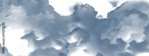 Abstract light blue cloud textures floating across bright white background