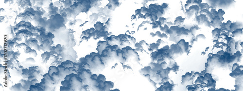 Artistic depiction of soft blue cloud formations in a white serene sky