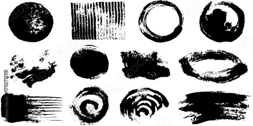 Black ink silhouette patterns set for urban design and graffiti art