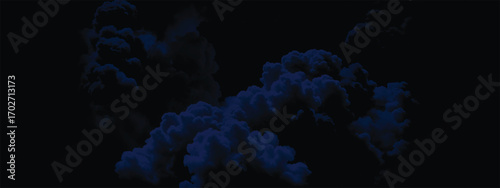 Artistic black and blue storm clouds forming dramatic abstract patterns