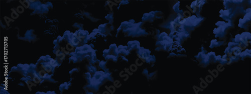 Fantasy-inspired dramatic blue cloud layers against black stormy sky