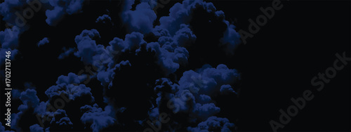 Artistic moody storm background with dark blue textures on black sky