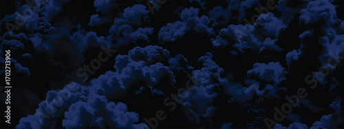 Dramatic turbulent blue clouds forming abstract atmospheric design