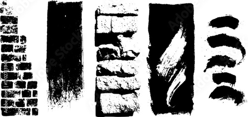Grunge silhouette set of textured black ink backgrounds for creative design